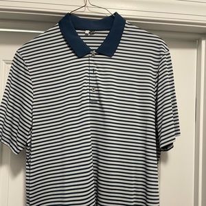 Adidas golf shirt.  XL.  White with blue stripe.